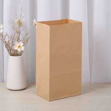 Custom logo recyclable brown kraft food paper bags for takeaway