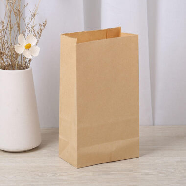Custom logo recyclable brown kraft food paper bags for takeaway