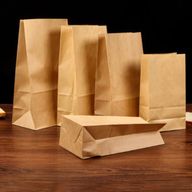 Custom logo recyclable brown kraft food paper bags for takeaway