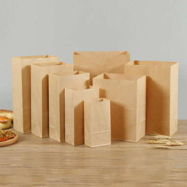Custom logo recyclable brown kraft food paper bags for takeaway