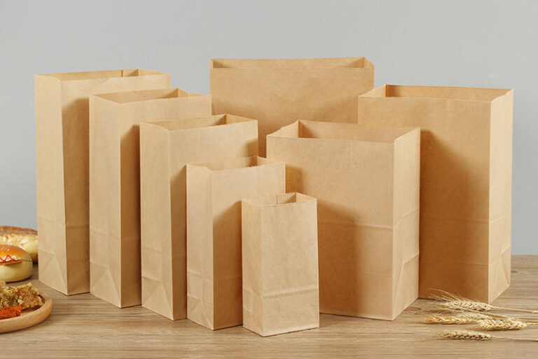 Custom Logo Brown Kraft Food Paper Bags (5) Custom logo recyclable brown kraft food paper bags for takeaway