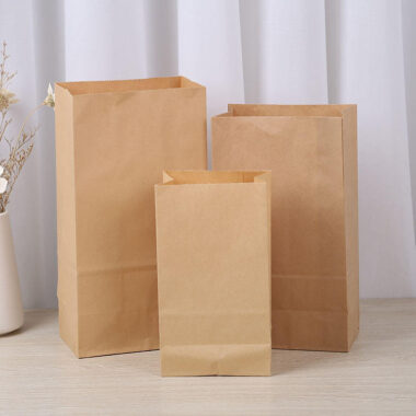 Custom logo recyclable brown kraft food paper bags for takeaway
