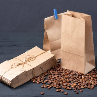 Custom logo recyclable brown kraft food paper bags for takeaway