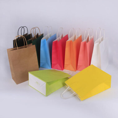 Wholesale custom logo printed grocery handle kraft paper bags