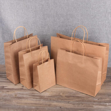 Wholesale custom logo printed grocery handle kraft paper bags