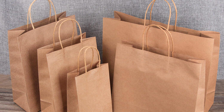 Wholesale custom logo printed grocery handle kraft paper bags
