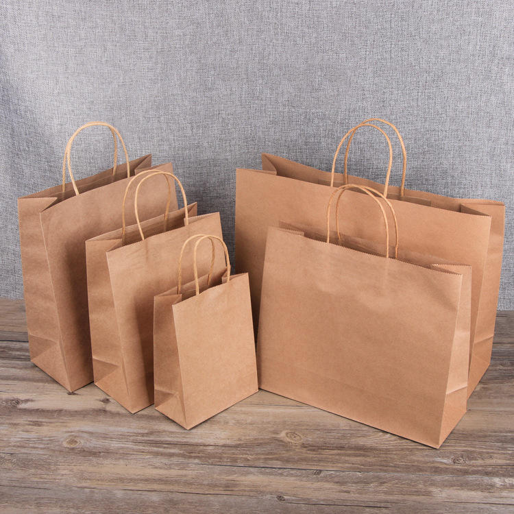 Wholesale custom logo printed grocery handle kraft paper bags