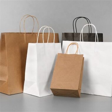 Wholesale custom logo printed grocery handle kraft paper bags