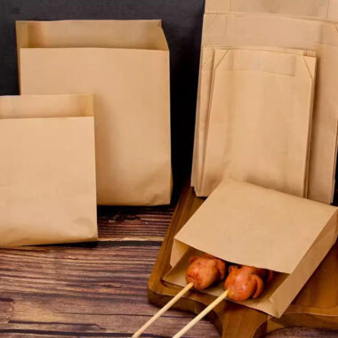 Custom printed white brown kraft food paper bags for bakery takeaway