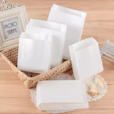 Custom printed white brown kraft food paper bags for bakery takeaway