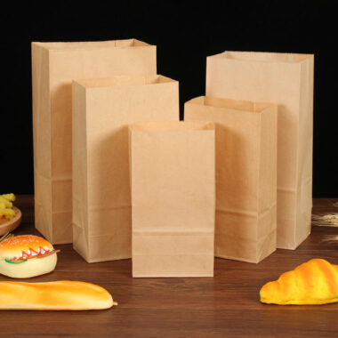 Custom size logo brown kraft takeaway food paper bags