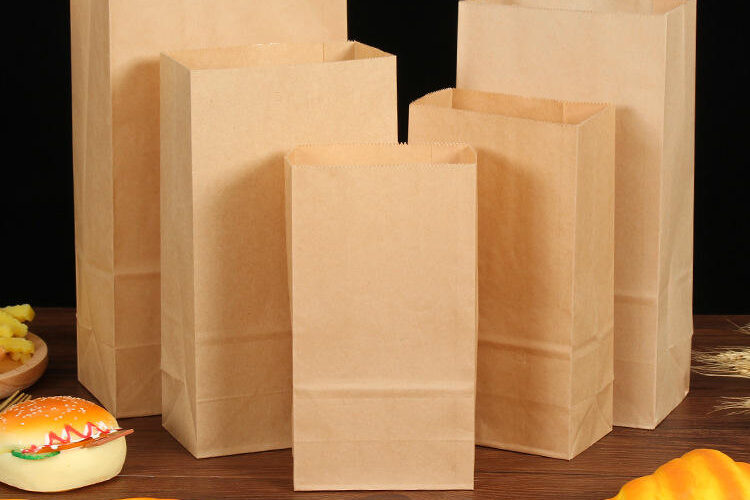 Custom Size Logo Brown Kraft Food Paper Bags (1) Custom size logo brown kraft takeaway food paper bags