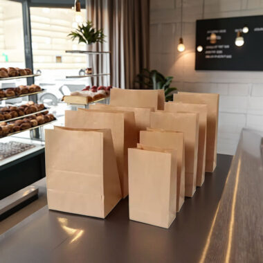 Custom size logo brown kraft takeaway food paper bags