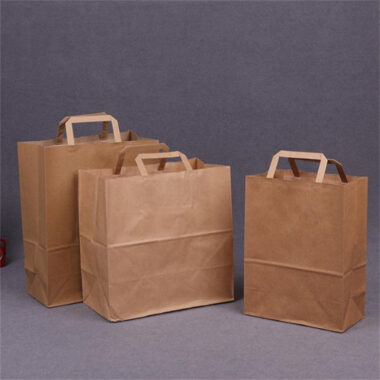 Custom thick handle kraft paper bags for retail and takeaway