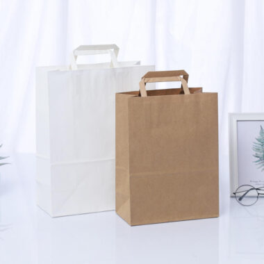 Custom thick handle kraft paper bags for retail and takeaway