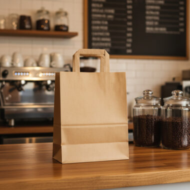 Custom thick handle kraft paper bags for retail and takeaway