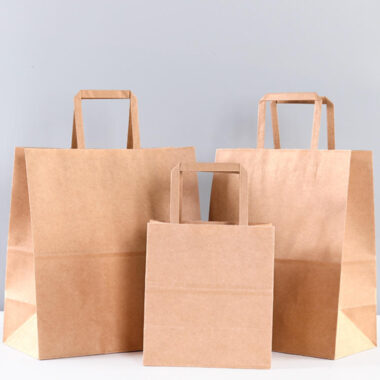 Custom thick handle kraft paper bags for retail and takeaway