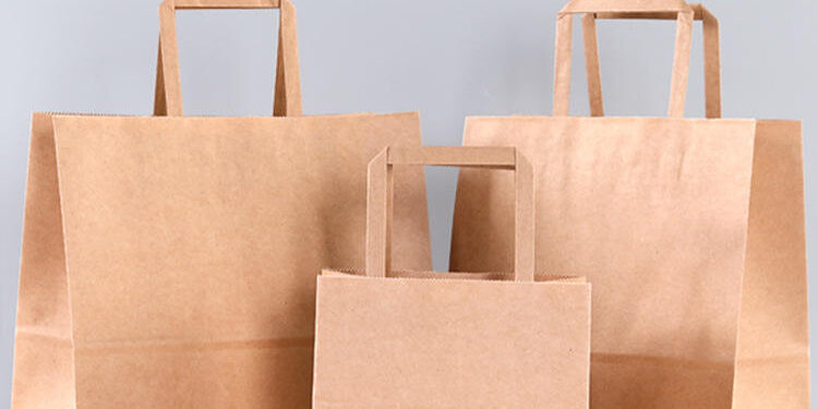Custom thick handle kraft paper bags for retail and takeaway