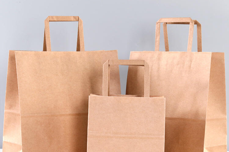 Custom Thick Handle Kraft Paper Bags (6) Custom thick handle kraft paper bags for retail and takeaway