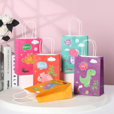 Custom cute cartoon kraft paper bags for retail and gift packaging