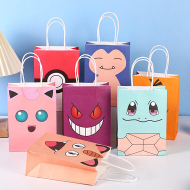 Custom cute cartoon kraft paper bags for retail and gift packaging