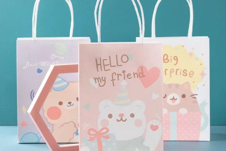 Cute Cartoon Kraft Paper Bags (8) Custom cute cartoon kraft paper bags for retail and gift packaging