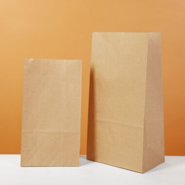 Eco brown kraft food grade food paper bags for takeaway