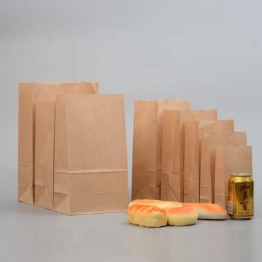 Eco brown kraft food grade food paper bags for takeaway