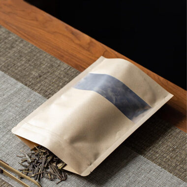 Eco brown white zipper paper pouches with window for food packaging