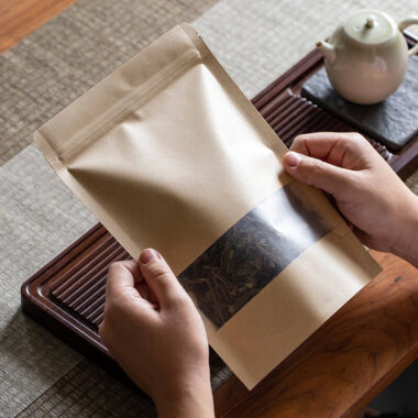 Eco brown white zipper paper pouches with window for food packaging