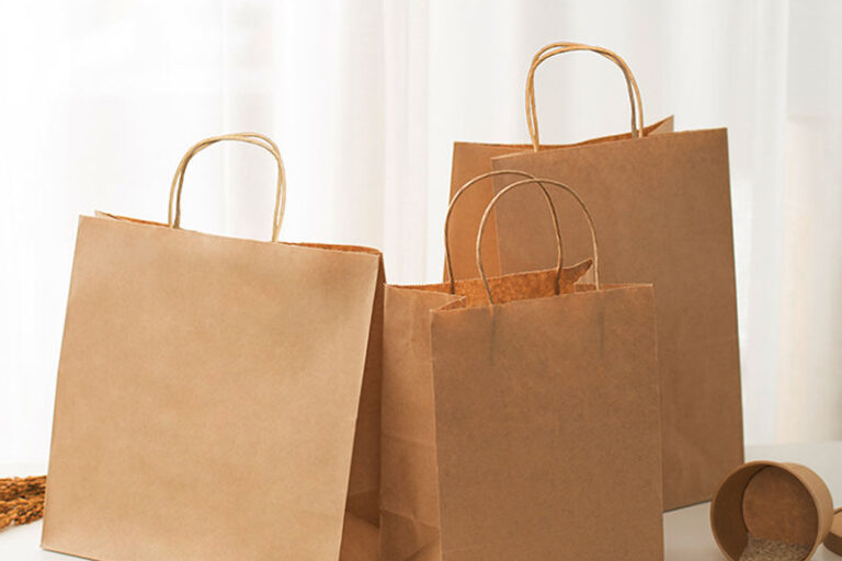 Eco Handle Kraft Paper Bags (2) Recyclable eco handle kraft paper bags for retail and takeaway