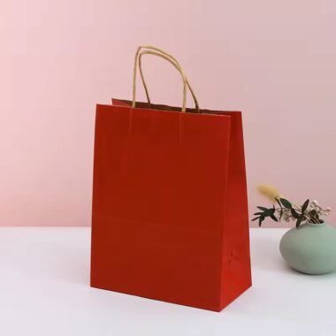 Recyclable eco handle kraft paper bags for retail and takeaway