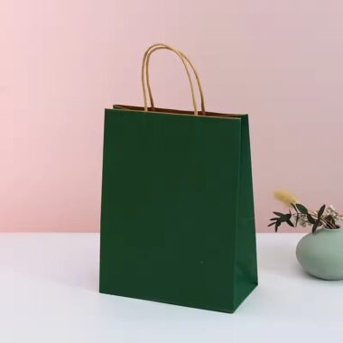 Recyclable eco handle kraft paper bags for retail and takeaway