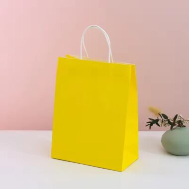 Recyclable eco handle kraft paper bags for retail and takeaway