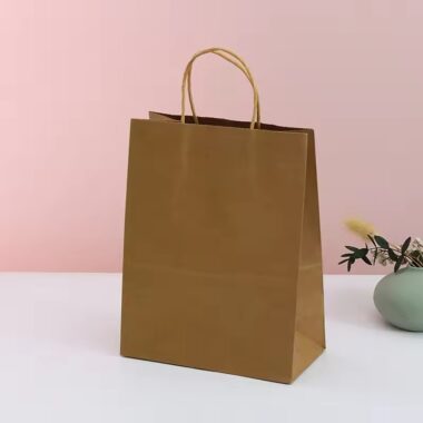 Recyclable eco handle kraft paper bags for retail and takeaway