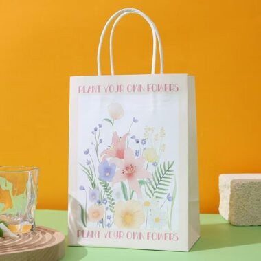 Premium floral kraft gift paper bags with elegant flower design