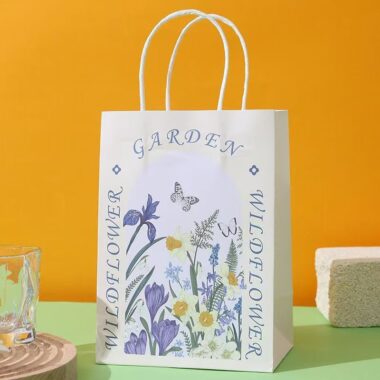 Premium floral kraft gift paper bags with elegant flower design