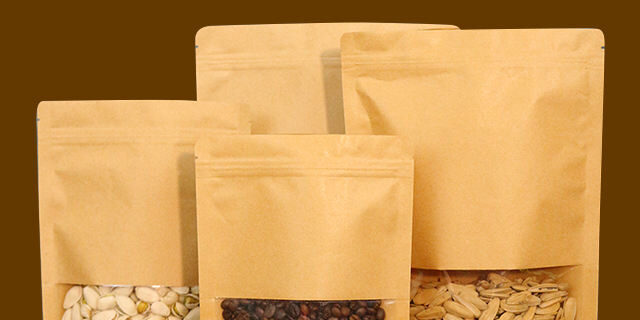 Recyclable food grade kraft paper pouches with clear window