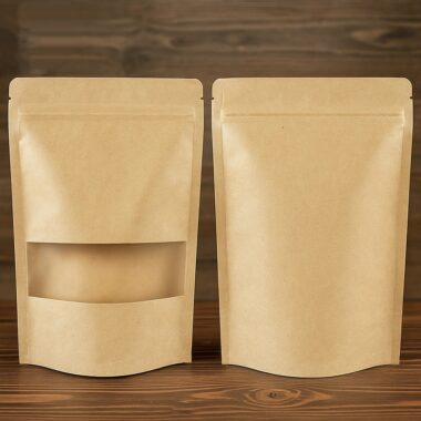 Brown zipper paper pouches with window for food packaging