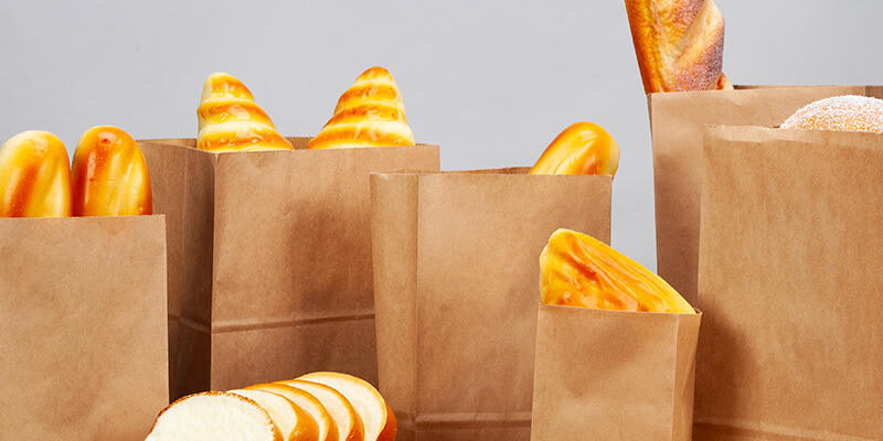 Food paper bags for sandwich biscuit takeaway packaging