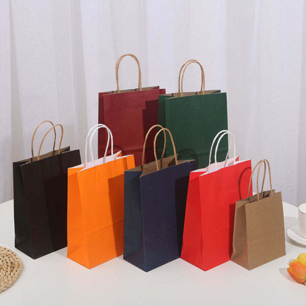 Color kraft paper bags for food takeaway packaging