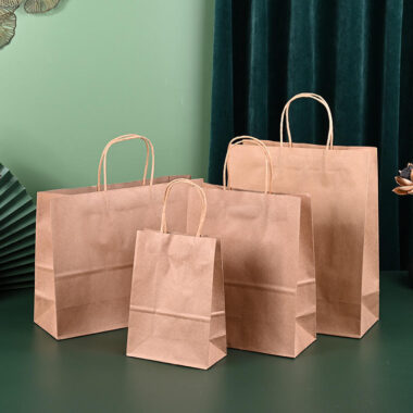 Color kraft paper bags for food takeaway packaging