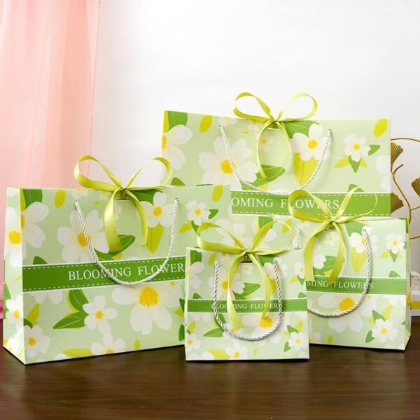 Fashion artistic green floral gift paper bags