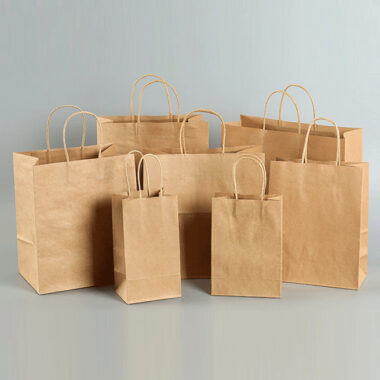 Recyclable grocery shopping handle kraft paper bags