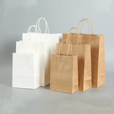 Recyclable grocery shopping handle kraft paper bags