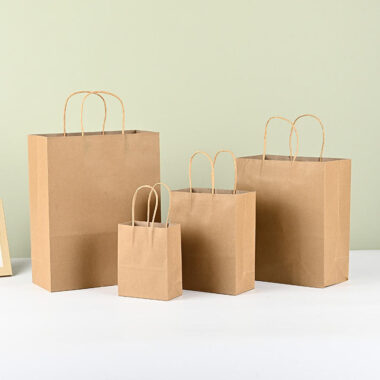 Recyclable grocery shopping handle kraft paper bags