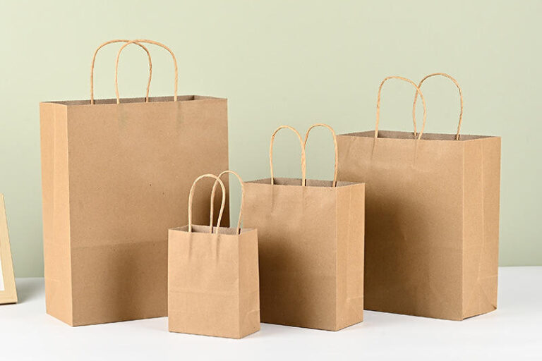 Grocery Handle Kraft Paper Bags (5) Recyclable grocery shopping handle kraft paper bags