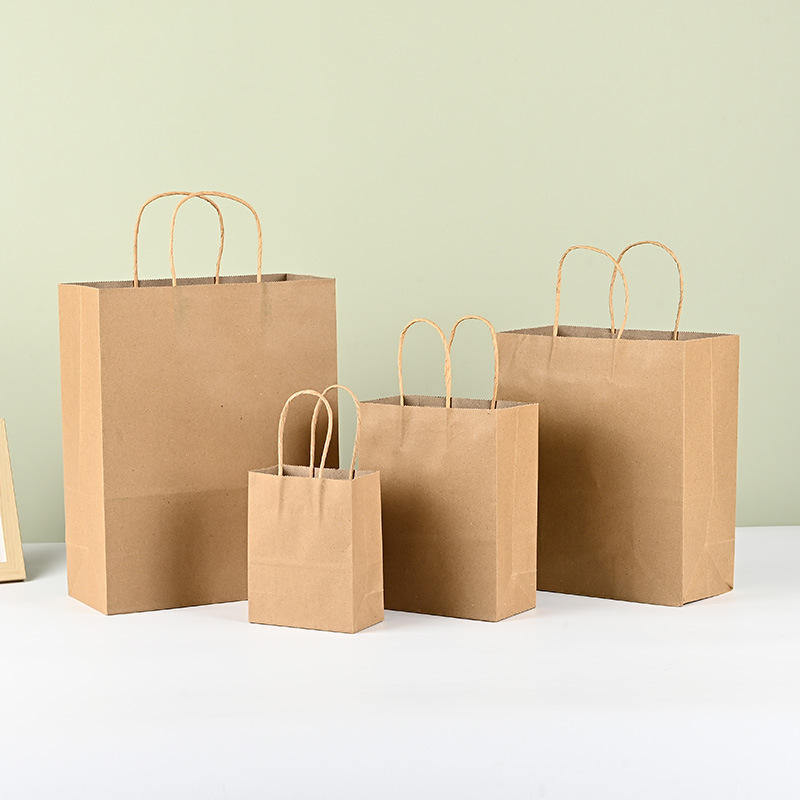 Recyclable grocery shopping handle kraft paper bags