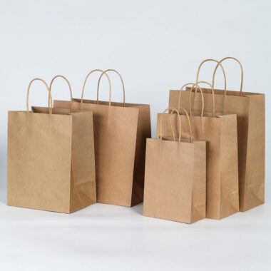 Recyclable grocery shopping handle kraft paper bags
