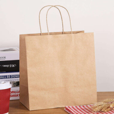 Recyclable grocery shopping handle kraft paper bags